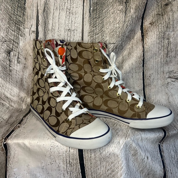 Coach Bonny High top Sneaker vintage NWT in org box 7.5 - Picture 2 of 3